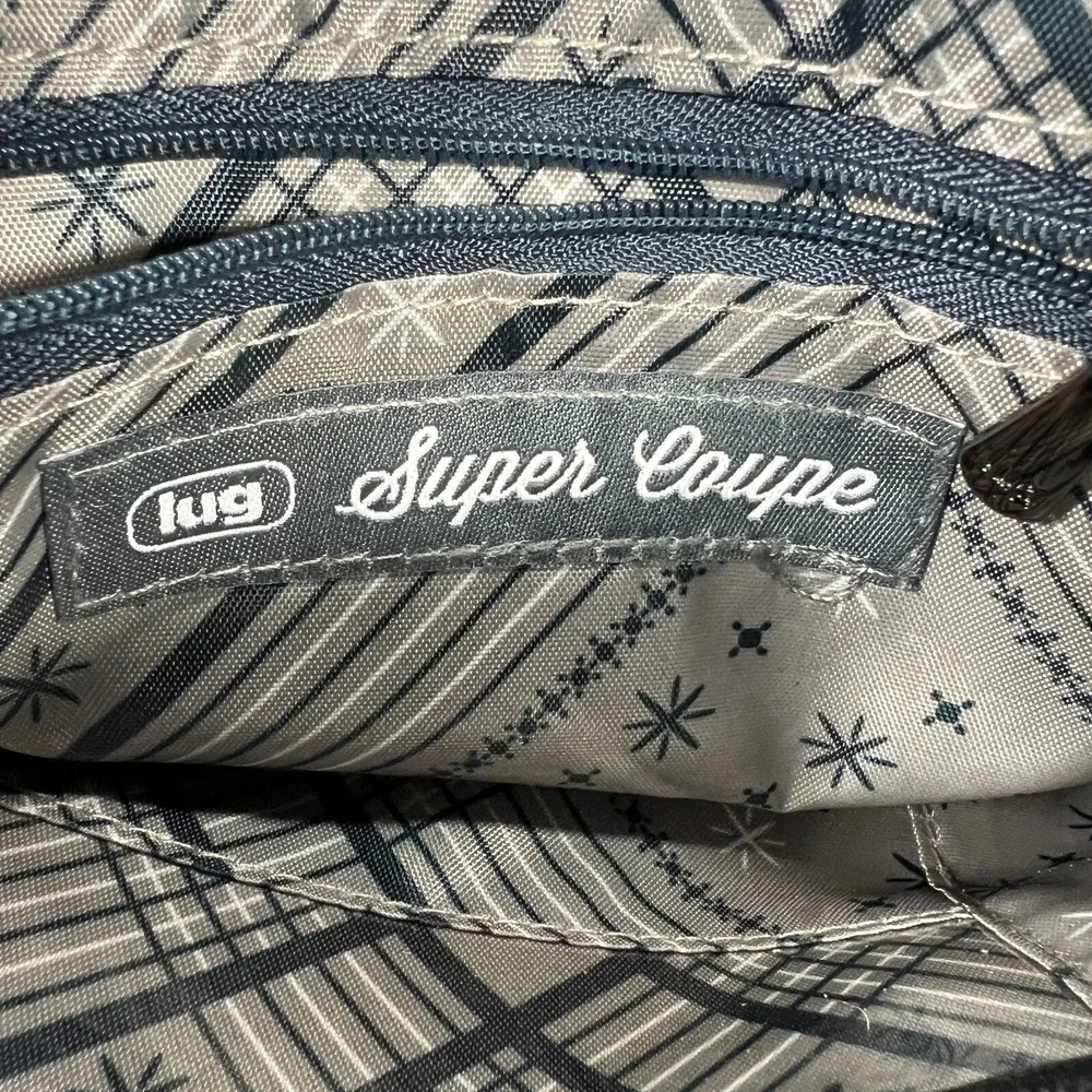 Lug‎ Peekaboo Convertible Crossbody Bag Blue Floral Zip Pockets Quilted RFID